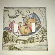 Vintage Fabric Covered Light Switch Plate Double Winnie the Pooh Hand Crafted