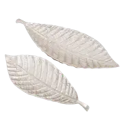 Set of 2 SSH COLLECTION Troppo 38 and 50cm Long Decorative Leaves - Nickel