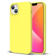ZUSLAB iPhone 14 Plus Case Liquid Silicone Anti-Scratch Gel Rubber Shockproof Protective Cover with Soft Microfiber Lining for Apple (2022) - Yellow
