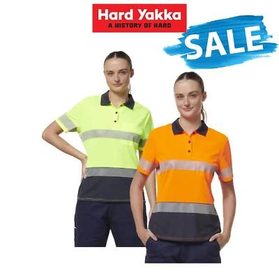 SALE Hard Yakka Womens Short Sleeve Regular HI Vis Reflective Taped Polo Y08602