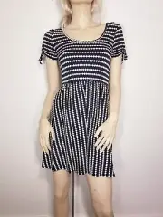 My Michelle Large Dress Nave/Ivory Geometric Design short Sleeves stretchy