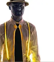 [LIQS] LED Tie and Suspenders Light, Glow Light Up Neon Neck Tie for Party (Yellow)