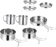YARNOW 1 Set Outdoor Camping Cooking Supplies Portable Stainless Steel Cookware Kit for Picnics and Hiking Lightweight Non Stick Easy to Carry Cooking Essentials