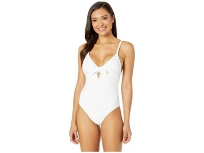 Kenneth Cole L45819 Womens White Flower Child Cross-Back Keyhole Swimsuit Size L