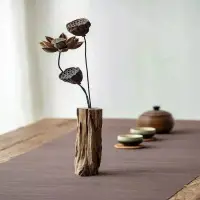 在飛比找蝦皮購物優惠-復古花瓶枯木實木禪意花插客廳茶室桌面檯面花器擺件裝飾乾燥花瓶