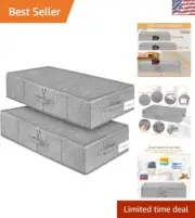 Sturdy Dorm Room Essential: 2 Pack Grey Under Bed Storage Containers with Lids