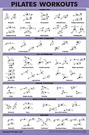 QuickFit Pilates Workout Poster - Pilates Mat Work Exercises (Laminated, 18" x 27")