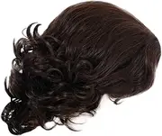 FOMIYES 1pc Men's Short Curly Wig with Tilted Bangs Synthetic Hairpiece for Parties Cosplay Durable Washable Natural Brown Color for Theme Events