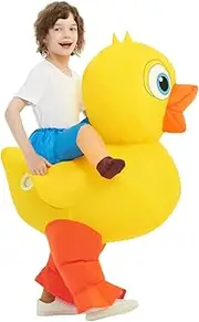 COMIN Inflatable Yellow Duck Costume Cute Blow up Funny Party Halloween Costume for Kids