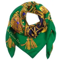 在飛比找蝦皮商城優惠-Christian Dior華麗流蘇墜飾方型絲巾(綠色)17