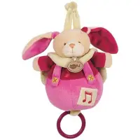 在飛比找Yahoo!奇摩拍賣優惠-法國娃娃DOUDOU(桃子紅)扣子長耳兔音樂鈴