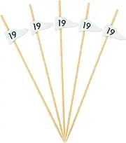 Layhit 300 Pcs Wooden Cocktail Picks Decoration Fruit Kabob Skewers Food Picks Bamboo Appetizer Toothpicks Bamboo Cocktail Garnish for Party Supplies (19th Hole)