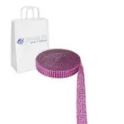 Hot Pink 4 Row Diamond Rhinestone Ribbon Trim Mesh Wrap 5 Yards - Wedding wm