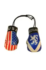 USA & SCOTLAND St. ANDREW CROSS With LION Country Flags Mini BOXING GLOVES
