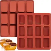 2 Pack Silicone Mini Loaf Pan 12 Cavity Mini Bread Pan Brownie Pan Non-Stick ...