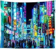 Japan Shinjuku Kabuki-cho Night Tapestry Punk Japanese Tokyo Billboards District City Art Wall Hangings for Living Room Bedroom Dorm Man Cave Background(80x60 Inch)