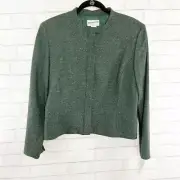 Pendelton Green Zip Front Wool Blend Blazer Jacket Women's Plus Size 14 NWT