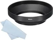 uxcell 62mm Lens Hood, Wide Angle Matte Surface Anti-Reflective Inside Hood with Cleaning Cloth for Camera Lens, Black