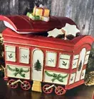Spode Box Car Cookie Jar Train Christmas Ceramic Lid Presents Stars 2019