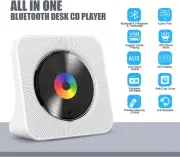 Portable Bluetooth CD Player – HiFi Speakers, FM Radio, USB-C, LCD (White)