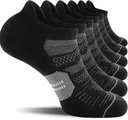 [NTCARE] 6 Pack men's Ankle Running Socks Cushioned Low Cut Tab Athletic Socks, Black, One Size