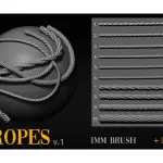 【實用素材】ZBRUSH繩子繩索ROPES筆刷3D模型 絲繩ZB47