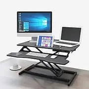 Standing Desk, Whole-Piece Desk Board Electric Sit Stand Desk, Height Adjustable from, Smart Controller,White Frame+Oak Top(Black)