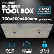 2 x Aluminium Tool Box Under Tray Vehicle Toolbox Storage 2mm Checker Plate