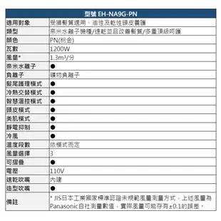 Panasonic國際牌 奈米水離子智慧溫控摺疊式吹風機 EH-NA9G-PN (粉金)