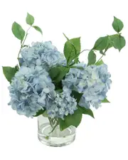 Creative Displays Blue Hydrangea Arrangement in Glass Vase