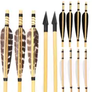 31inch Hunting Arrows Traditional Wooden Arrows Target Ture Feather for Longbow