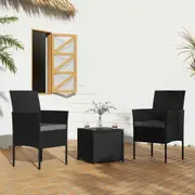 3PC Outdoor Table and Chairs Set-Black