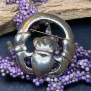 NEW Solid Pewter Classic Claddagh Brooch Ireland Irish Celtic Ladies Pin