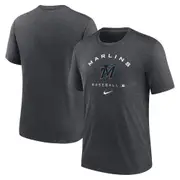 Men's Nike Heathered Charcoal Miami Marlins Authentic Collection Tri-Blend Performance T-Shirt