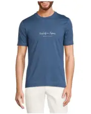New Brunello Cucinelli Slim Fit Logo Men Tshirt Blue Simplicity In Elegance S