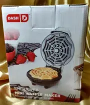 Dash Spiderweb Mini Waffle Maker 4" Cooking Surface Non-Stick ,White