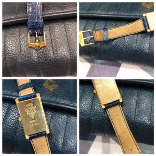 chunyan 春艷二手精品正品Gucci vintage 18K金稀有藍色系石英錶絕版品奢華優雅復古風格古董錶不議價