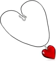 [Ormromra] Heart Necklaces, Beautiful Red Love Necklace, Pendant Necklace Heart Jewelry, Fashionable Red Collarbone Chain, Love Pendant Gifts for Women Girlfriend Mom Daughter, Metal