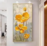 Hand Painted Modern Style Abstract - Modern Large Size Canvas Wall Art,Yellow Flowers Scenery Texture Painting,Sofa Background Living Room Bedroom Home Decorations,As Shown,150 X 300Cm(60''X119'')