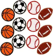 OSALADI 12Pcs Sports Ball Iron Patches for DIY Clothing Repair Decorative Compact Patches for Pants Bags Hats and Shoes Durable Embroidered Cloth Material