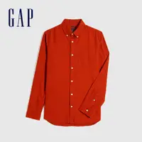 在飛比找蝦皮商城優惠-Gap 男裝 翻領長袖襯衫-橘紅色(619972)