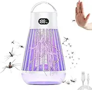 [Yukaione] Rechargeable Portable Mosquito Killer, Cordless Insect Killer with Hook for Catching Mosquitoes, Flies, and Bugs, Indoor and Outdoor Use, Home & Garden(White)