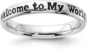 [Stackable Expressions] 3.25mm 925 Sterling Silver Polished Stackable Lyric Welcome To My World Ring Size 8-Stackable-Ring for Women