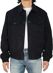 [alpine swiss] Blake Mens Vegan Suede Bomber Jacket Lightweight Slim Fit Casual Softshell Coat