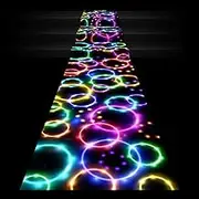 Haull 118 x 39 Inch Neon Light up Dance Floor Glow in The Dark Runner Rug UV Reactive Blacklight Rug Colorful Fluorescent Aisle Runners for 80s 90s Neon Birthday Party Decorations(Dream Bubble)