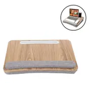 Lap Laptop Desk with Pillow Cushion Anti-Slip Notebook Stand-Wood Color