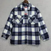 NEW HFX Flannel Shirt Jacket Wool Blend Plaid Women's M Snap Button