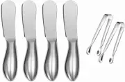 6 Pcs Spreader Knife Set for Cheese Butter, Mini Serving Tongs, Stainless Steel