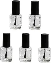 PLAFOPE 5pcs Pack Empty Nail Polish Bottles Brush Square Container for Nail Art Seamless Design to Prevent Leakage Material