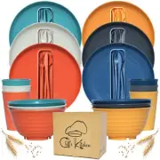 Dinnerware Plates Bowls Dishes Lightweight 48 Pcs Wheat Straw Sets For 6